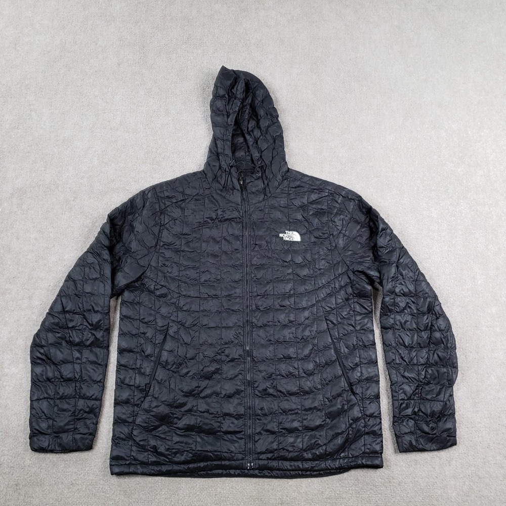The North Face Jacket Mens Large Black Thermoball Quilted Hooded Packable
